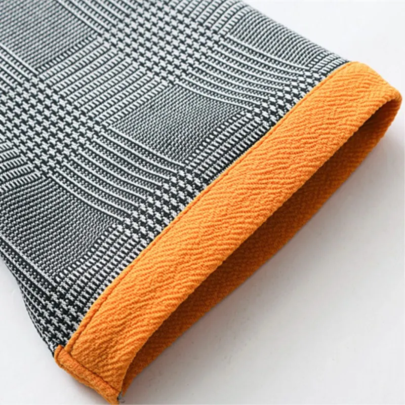 Для женщин Houndstooth Shirt короткий рукав клетчатая рубашка контрастные цвета топ