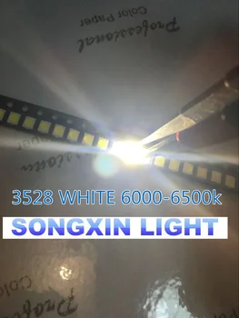 

100PCS/LOT 1210 white 3528 SMD LED bright white light-emitting diodes 5000-7000k 6-7lm 2000-2200mcd 2.8-3.6v 3528 Cool white