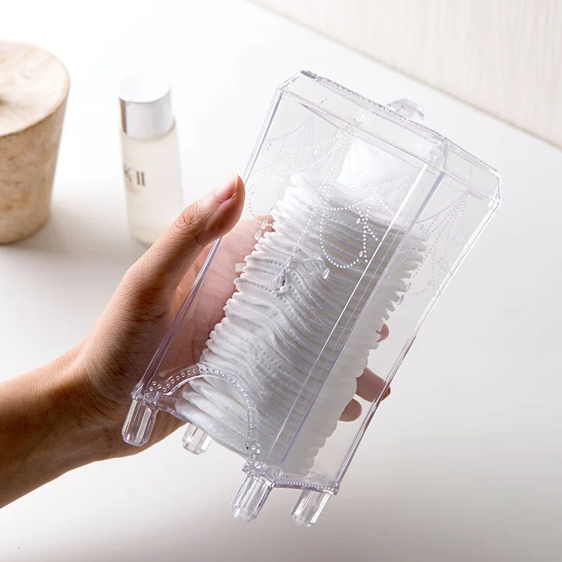 

1PC Cotton Makeup Organizer Cosmetic Makeup Display Box Makeup Case Swabs Stick Transparent Storage Box Bathroom Home Accessory