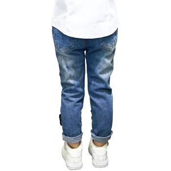 2-7 Y Children Girls Fashion Children Girls Denim Jeans Butterfly Pattern Baby Kids Cartoon Hole Pants 3