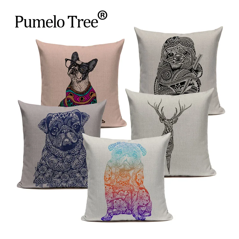 

Pug Dog Animal Cute Owl Cushion Cute Cover Sleep Dog Throw Pillow Cover Animal Cushion Cover Sofa Decoratove Pillow Case Custom