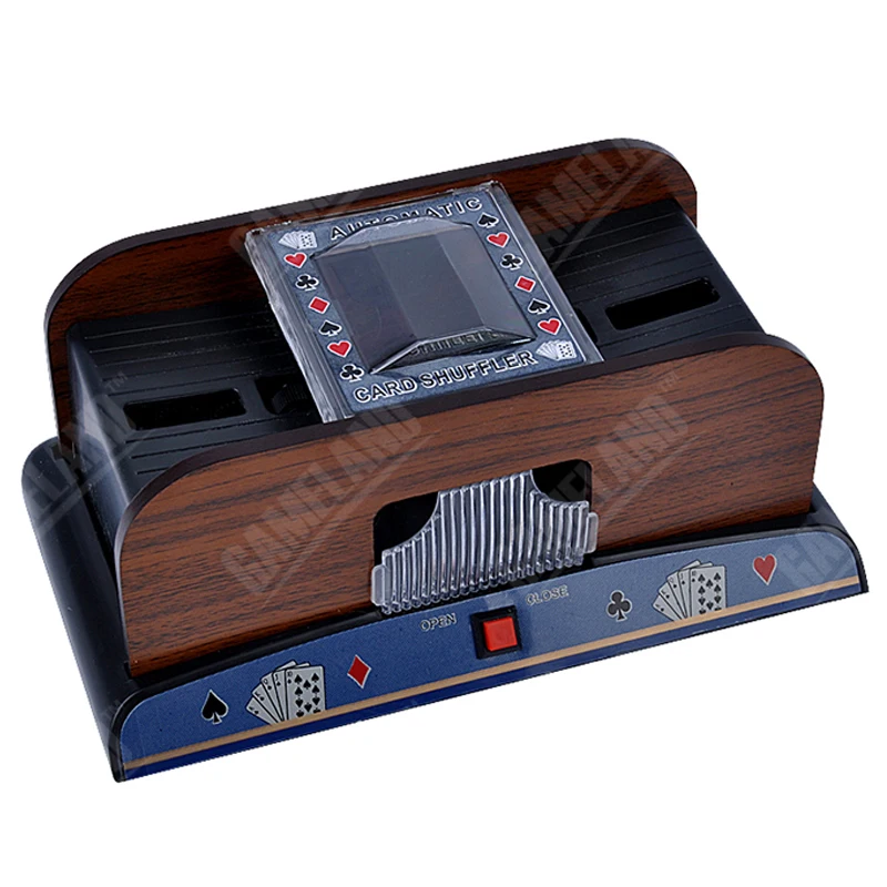 Goedkoop Houten Automatische Card Shuffer Machine 1 2 Decks Kaarten Schuifelen Plastic Speelkaarten Shuffler Robot handen gratis