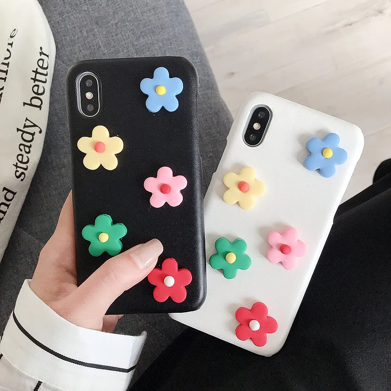 

Phone Case For iPhone XR Case Leather Cover For iPhone 7 Plus Case Luxury 3D Flower Coque For iPhone XS Max X 6 6S 10 Case Cute