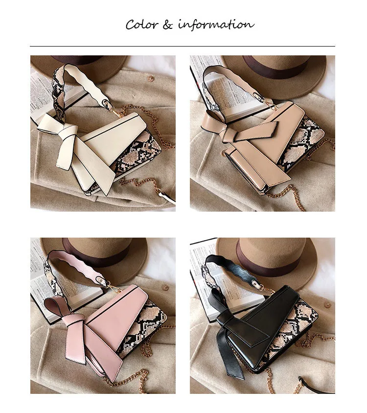 Women's mini Snake Print Leather Bow Shoulder Bag Famous Brand Designer handbags High Quality White Camel Crossbody Tote Clutch (4)