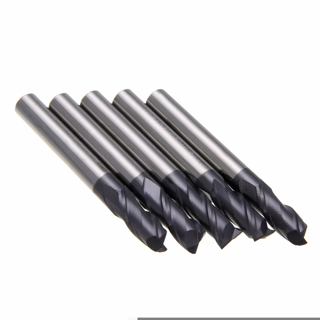 5pcs 2 Flute Slot End Mill 6mm Diameter Solid Carbide Tungsten Coating CNC Milling Cutter Set