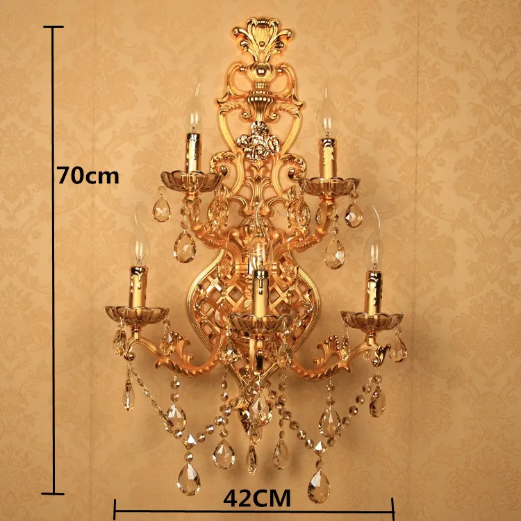 Современные большие хрустальные Настенные светильники 5 световых антикварных золотых цветов винтажное бра настенный светильник хрустальный настенный кронштейн бюстгальтер кровать освещение