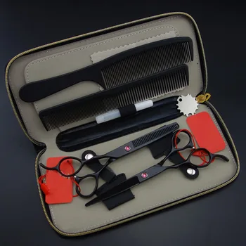 

6 inch Left-handed Professional Hair Scissors set Straight Thinning barber shears JP440C 62HRC High Quality with bag