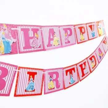 

1pc Kids Birthday Party Supplies Princess Party Pennant Bunting Birthday Decorations Flag Banners Girls Event Party Supplies