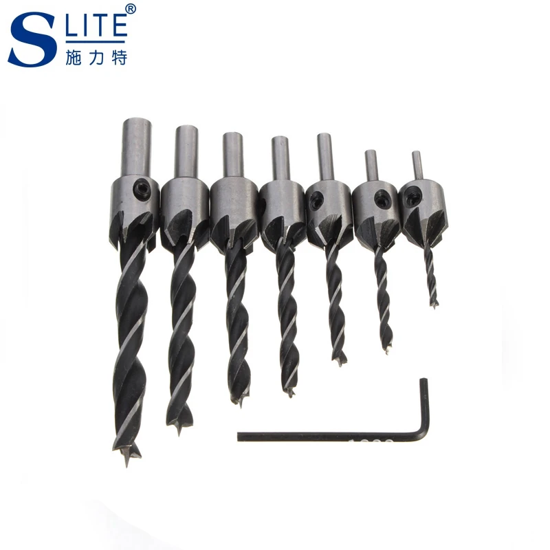 Slite 22PC Wood Screw Sharpening Knives Lapping Machine 7 Sets Of Woodworking Drill Bit Taper Hole Drilling Slite 22PC Wood Screw Sharpening Knives Lapping Machine 7 Sets Of Woodworking Drill Bit Taper Hole Drilling