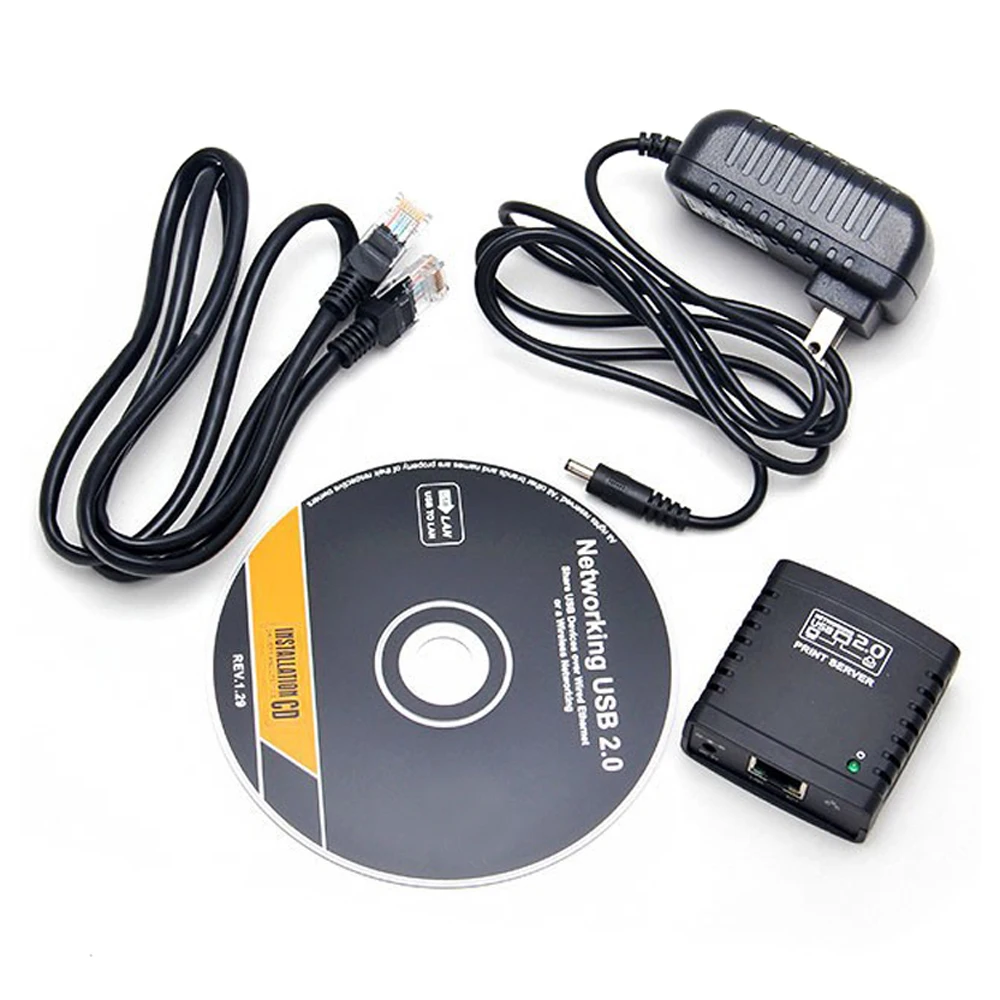 Usb 2.0 Lrp Print Server Compartilhar Uma Impressora de Rede Lan Ethernet Adaptador de Energia Hub Usb 100mbps Network Print Server - Imagem 4