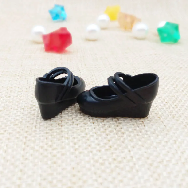 Черные модные туфли на танкетке для кукол Blythe 1/6 высоком каблуке Licca миниатюрные