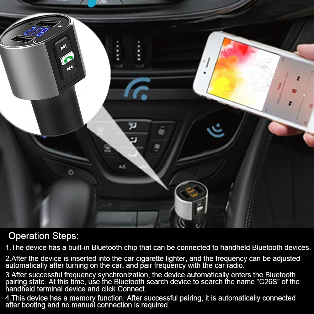 Универсальный Bluetooth беспроводной Автомобильный MP3-плеер адаптер Автомобильное зарядное устройство с двумя usb-портами
