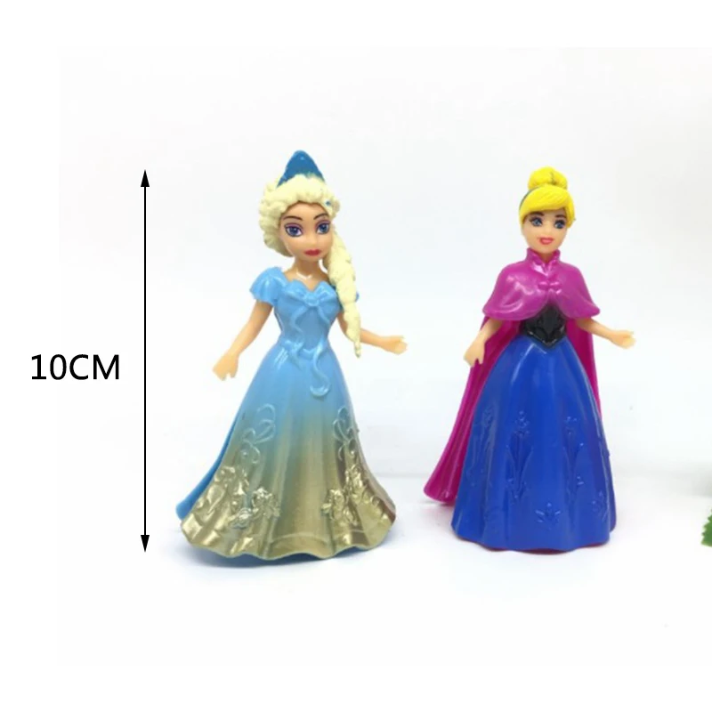 2019 Disney Frozen Anna Elsa 8pcs Dress Up Action & Toy Figures Doll Princess Dressup Gift Toy Fashion Dolls Gift For Girls