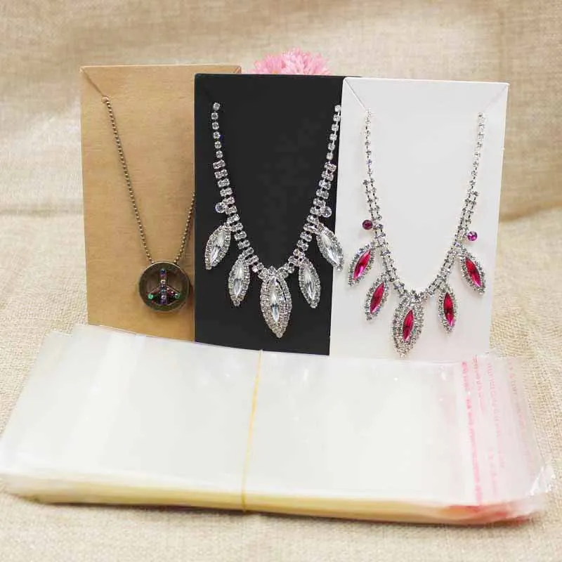 

White/kraft/black paper big jewelry pendant show card beaded necklace hanging display tag card 100pcs+100opp bag