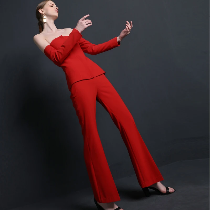 High quality women suits pants suit office lade 2 pieces jacket trousers red elegant High quality women suits pants suit office lade 2 pieces jacket trousers red elegant