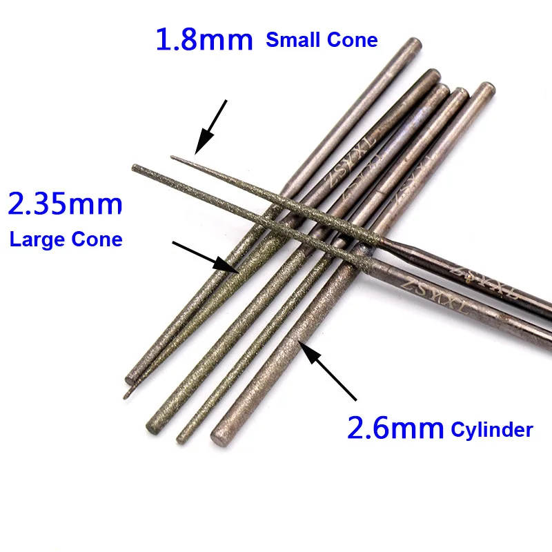 1,2/1,5/1,8/2,1/2,35/2,6 мм Алмазный шлифовальный иглы сверла для конических фрез со стразами Dremel резьба машины Полировки Ювелирных Изделий Инструмент