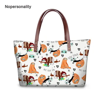 

Nopersonality Cute Sloth Print Top-handle Bag Casual Women Neoprene Handbags Unique Female Ladies Shoulder Tote Bag Purse