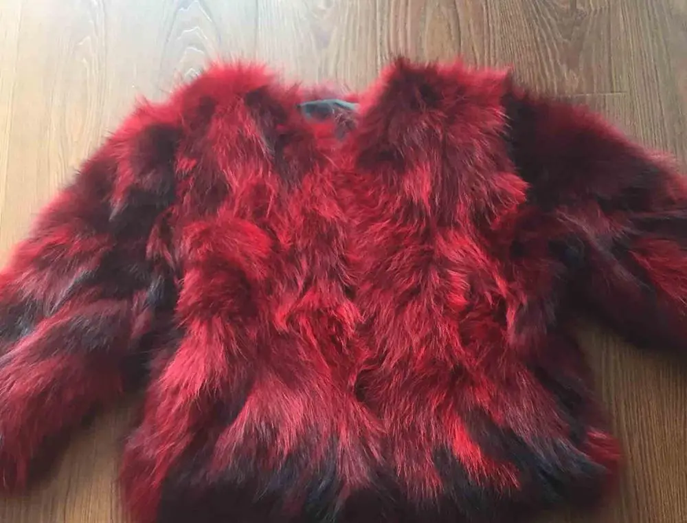 Новое модное натуральное пальто из меха енота на заказ большие размеры многоцветная модная куртка из меха енота TSR17 - Цвет: Red