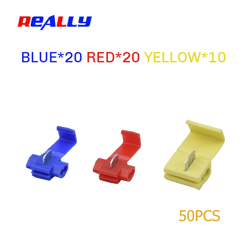 

REALLY 50Pcs Blue RED YELLOW Scotch Lock Crimp Terminals Electrical CableConnectors Fast Quick Splice Lock Wire Terminals Crimp