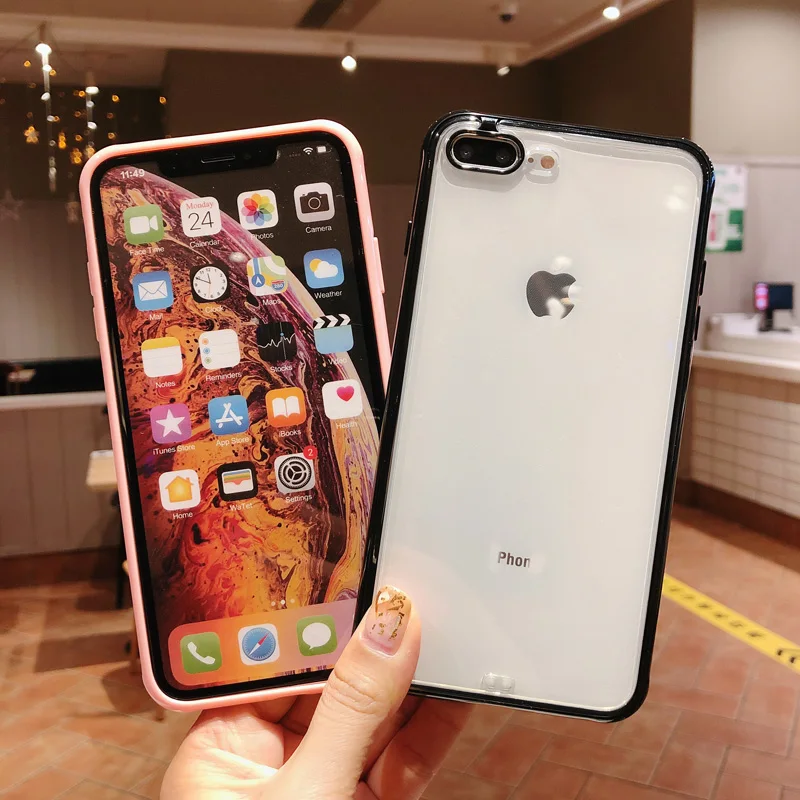 Прозрачный силиконовый чехол для телефона iPhone X XS XR Max 8 7 6 6S Plus противоударный