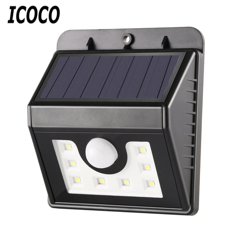 

ICOCO 8 LEDs Waterproof Solar Powered LED Human Body Induction Motion Sensor Lamp Wireless Outdoor Garden Light Dimmable Lamp