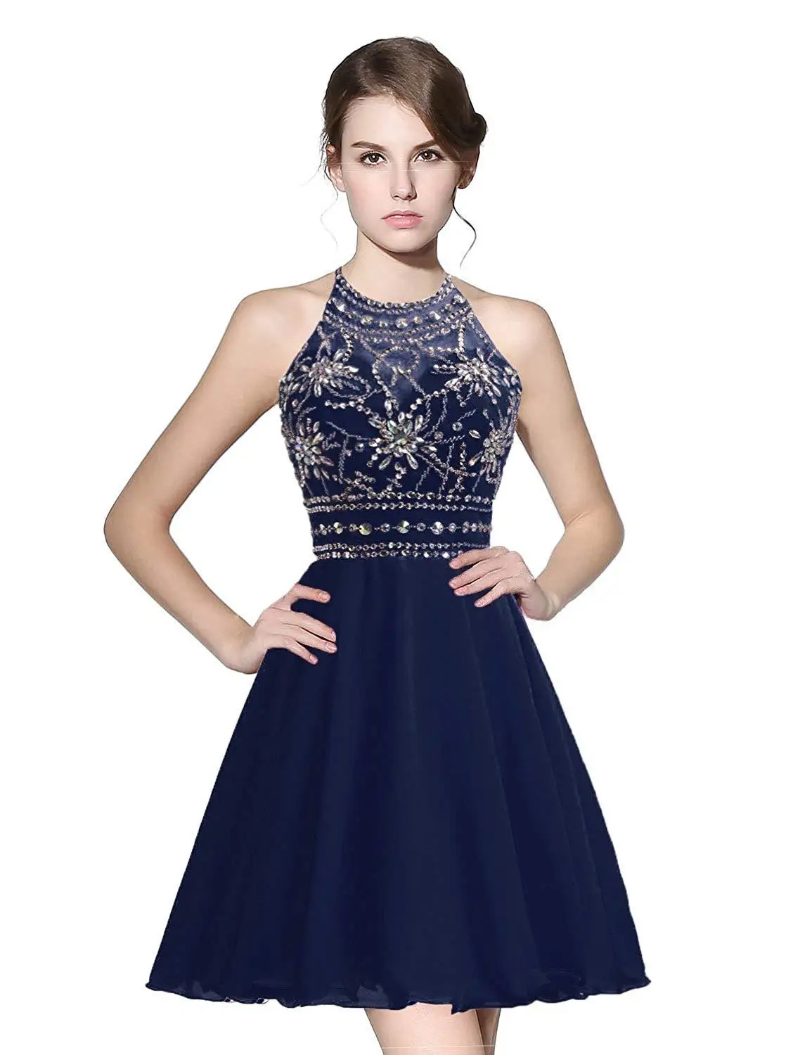 

Chiffon Homecoming Dresses 2019 New A Line Scoop Chiffon Short Prom Dresses vestido de noiva curto graduation dresses