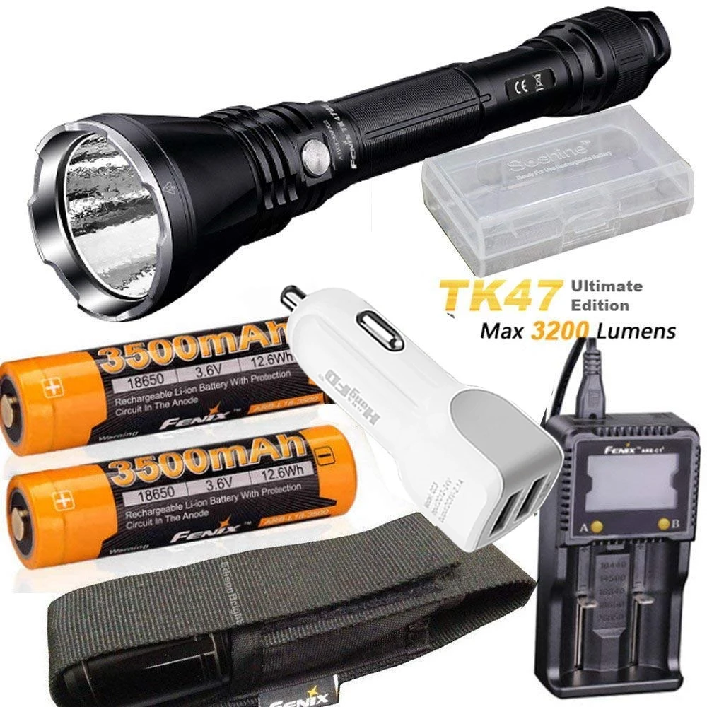 

Fenix TK47 UE Ultimate Edition 3200 Lumen LED Tactical Flashlight with ARB-L18-3500 battery, ARE-C1+ charger, car charger