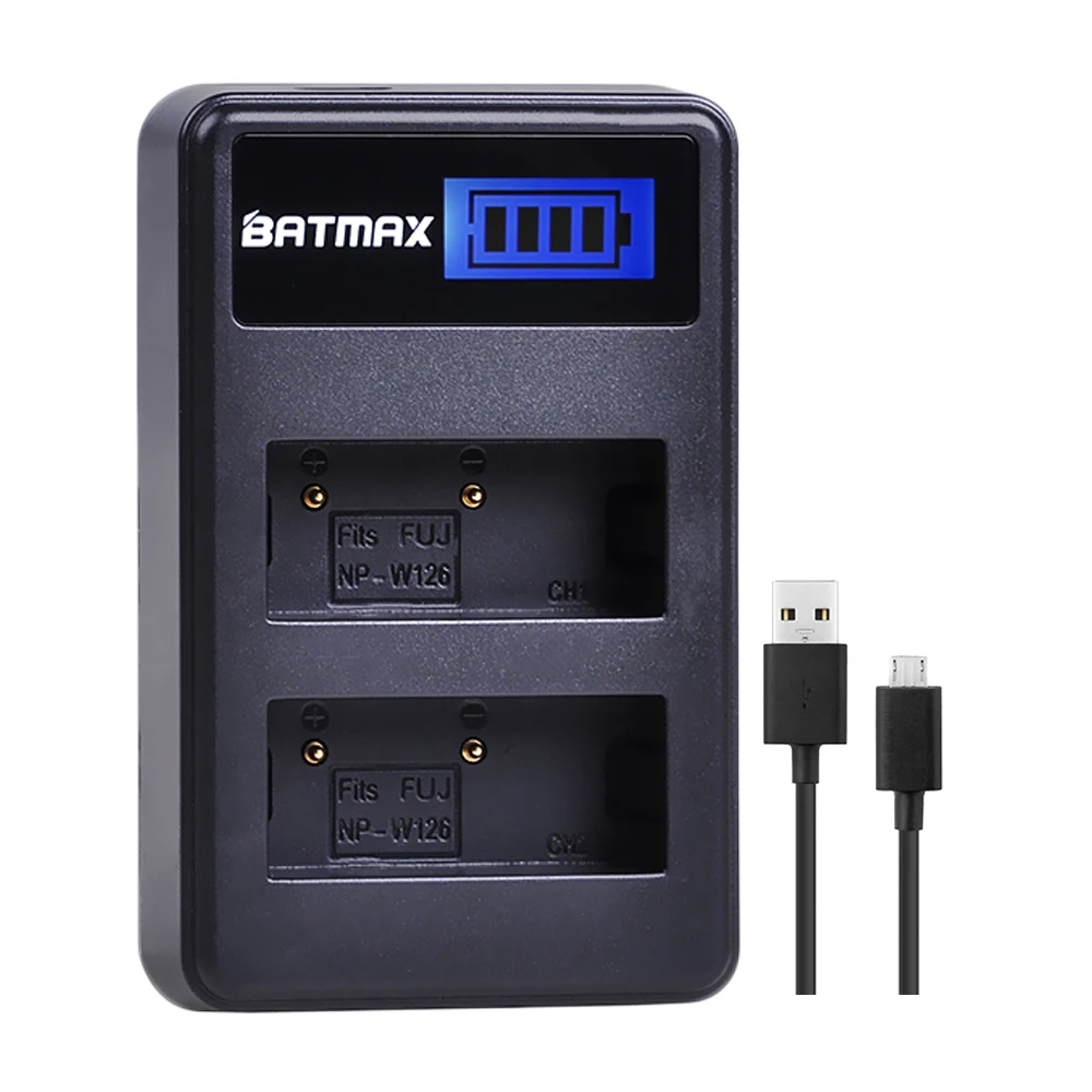 Batmat NP-W126 NPW126 Батарея+ ЖК-дисплей Dual USB Зарядное устройство для ЖК-дисплея с подсветкой Fujifilm FinePix HS30EXR HS33EXR X-Pro1 X-E1 X-E2 X-M1 X-A1 X-A2 X-T20