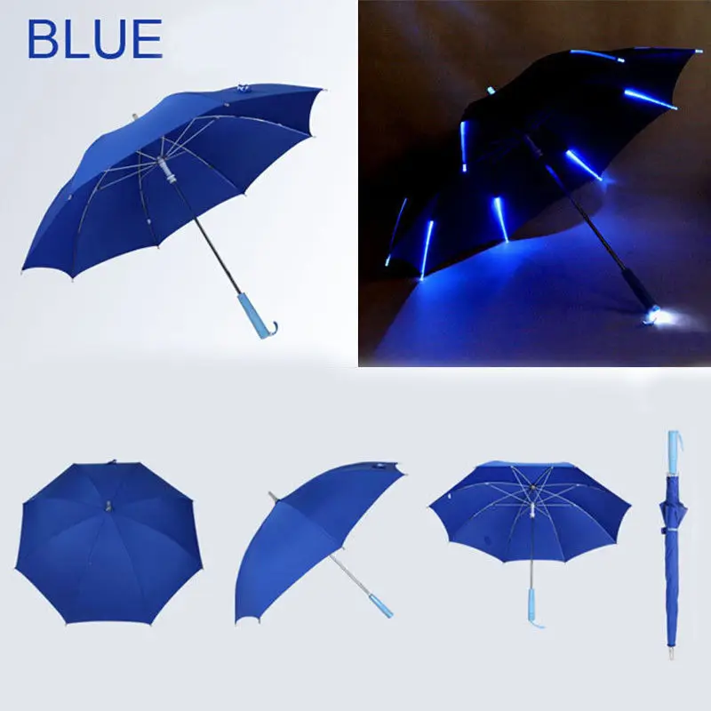 Прозрачные Зонтики, уличный Зонтик для девочек, светодиодный зонтик, светильник-вспышка, ночной Светильник Umberella - Цвет: Синий