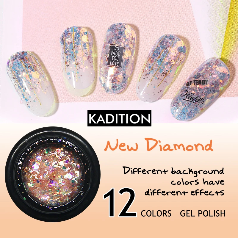 

KADITION New Glitter Diamond 5ml UV Gel Nail Polish Painting Shiny Lucky Lacquer Enamel Gellak Stamping Base Top Coat Varnish