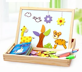 100+ шт деревянные Магнитные фигурки-головоломки/Животные/транспортное средство/цирк доска для рисования 5 стилей коробка для детей обучающая игрушка подарок - Цвет: dongwu