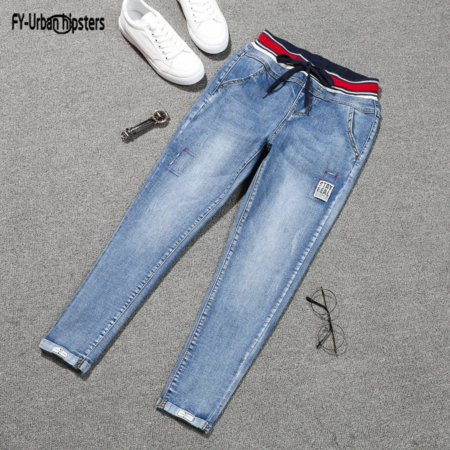 Stretch jeans femme 2019 plus size lace up pants women jeans Large size denim elastic patch harlan cuff pencil jeans woman Stretch jeans femme 2019 plus size lace up pants women jeans Large size denim elastic patch harlan cuff pencil jeans woman