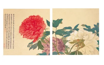 

2 pcs retro Chinese Flowers Giclee Art Reproductions Oil Painting Home Decoration living room modular Canvas Wall Print cuadros
