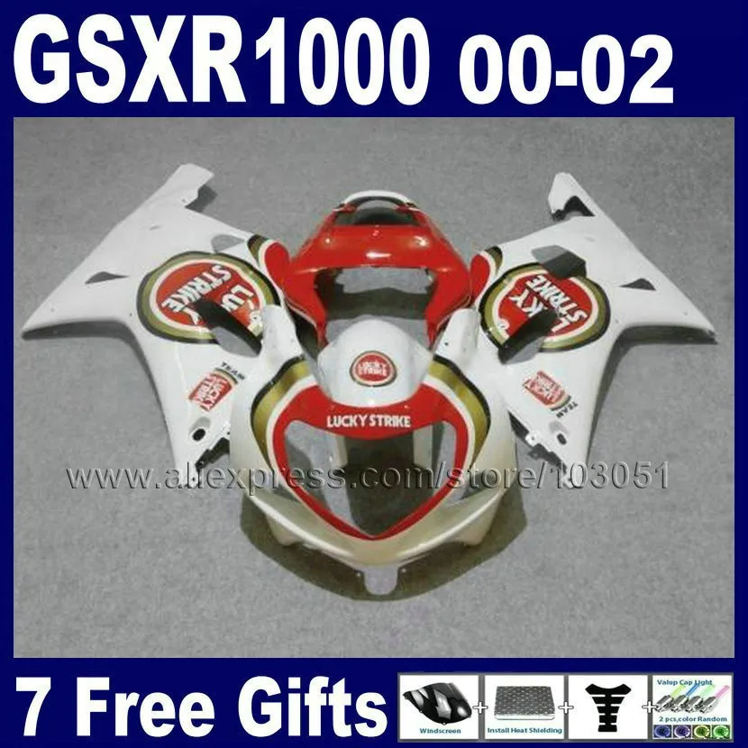 OEM Инъекций сделал Обтекатели для GSXR 1000 K2 suzuki 01 00 02 GSXR1000 2002 2001 2000 красный белый Lucky Strike обтекатель Ki