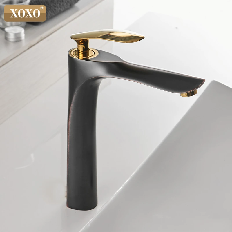 XOXO Basin Faucets Single Hole Mixer Tap 360 Rotation Cold and Hot Gold
