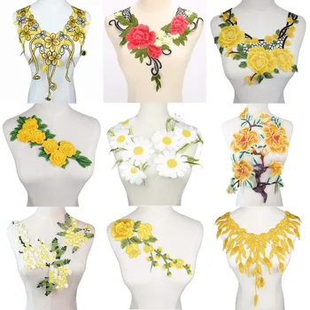 

Embroidered Floral Lace Neckline Neck Collar Trim Clothes Sewing Applique Embroidery edge Patches Scrapbooking