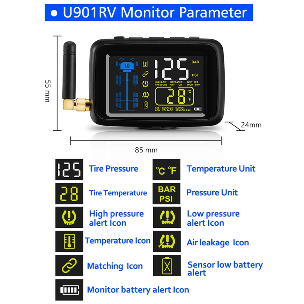 Автомобильные грузовики система TPMS автомобильный беспроводной контроль давления в шинах 14 колесный внешний датчик ЖК-сменный аккумулятор монитор в режиме реального времени