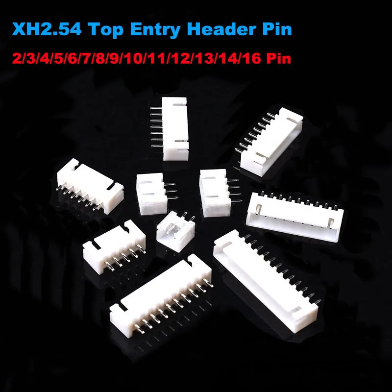

50pcs XH2.54 Connectors Straight Needle Top Entry Header Pin 2.54MM Pitch Connector Wire Adaptor 2 To 16 Pin