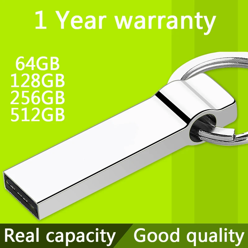 Metal Pen Drive 512GB Key Chain Metal USB 2.0 Flash Drive 8GB 16GB 32GB