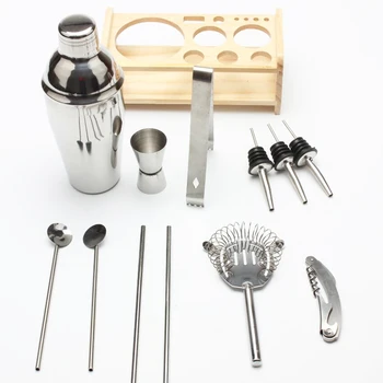 

Professional Bartender Set 12Pcs 750ML/550ML Cocktail Shaker Set Hand Shaker Drink Fancy Jug Wine Mixer Party Bar Set