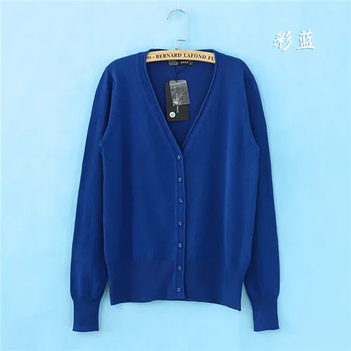 Новые брендовые вязаные свитера для женщин, модная Осенняя весенняя куртка с v-образным вырезом и длинным рукавом, женские свитера, повседневные женские кардиганы, пальто - Цвет: W00812 cai blue