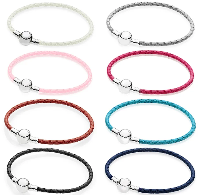 

S Y Fashion Charm 100% Sterling Silver Original Pan 1:1 High Quality Have Logo Round Buckle Bracelets Women Jewelry Free Mail