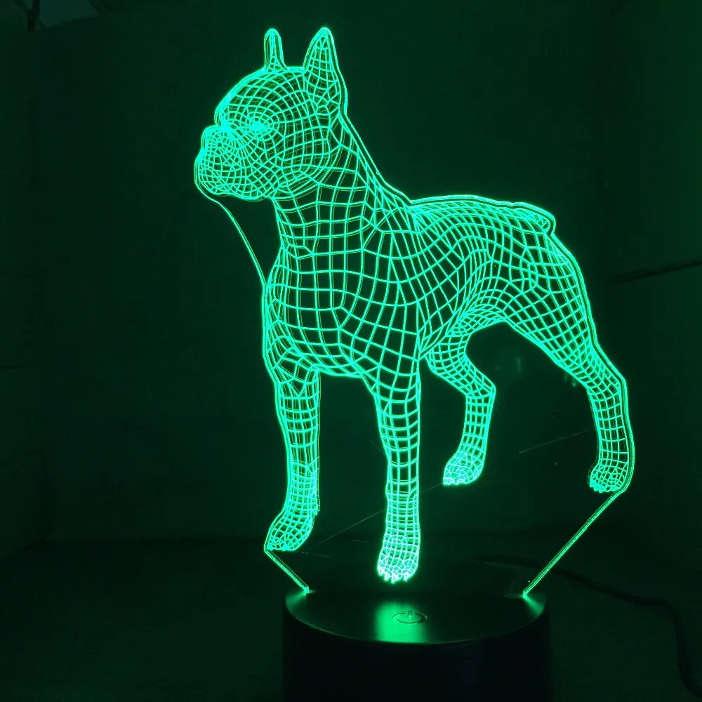 Британская бульдог 3D лампы Симпатичные светодиодный ночник 7 цветов пеленальный столик, лампа огни животных дети подарок домашний Спальня вечерние украшения