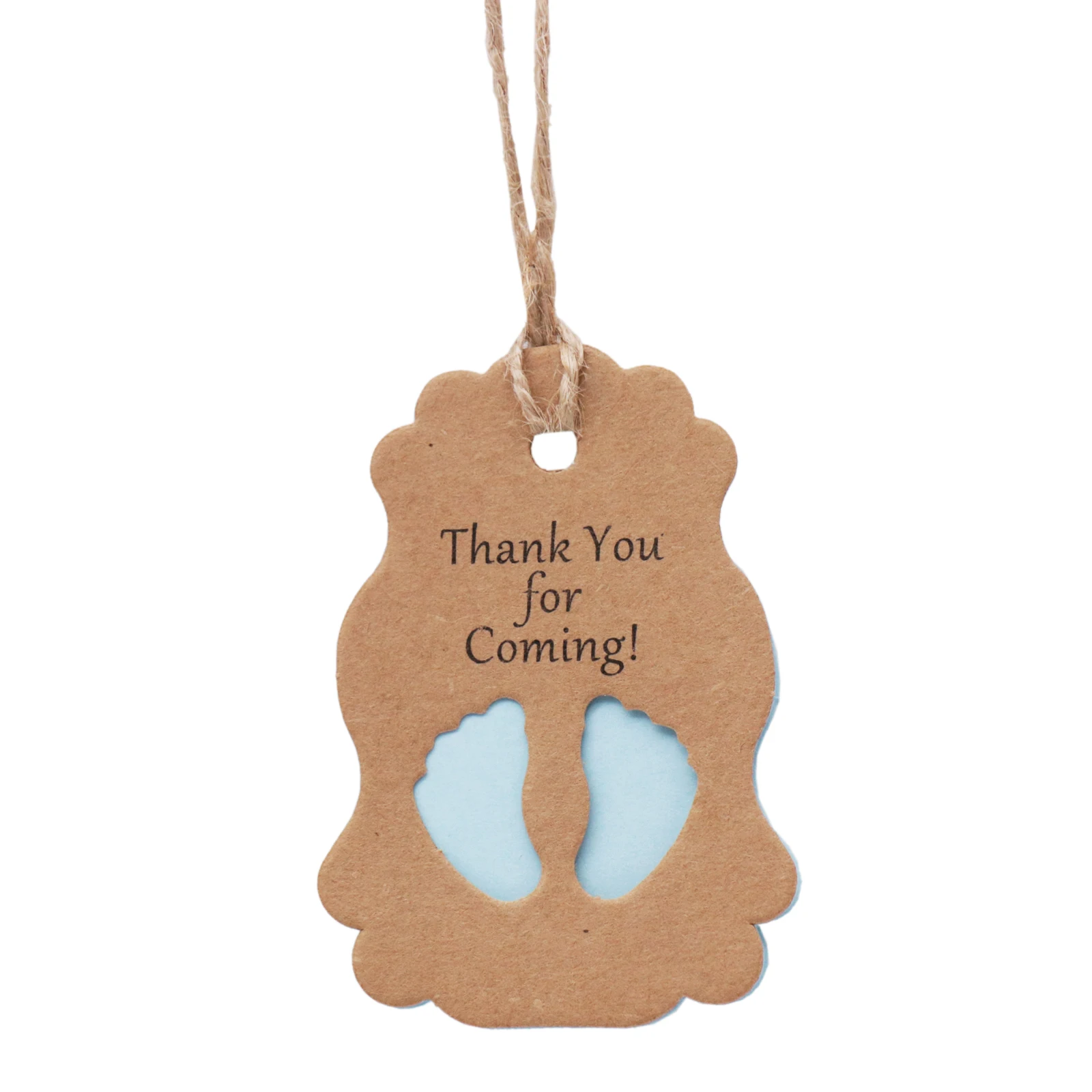 

50pcs Cartoon Thank you for coming Gift Tags Label with Rope Baby Feets Gift Card Baby Shower Birthday Wedding Party Supply