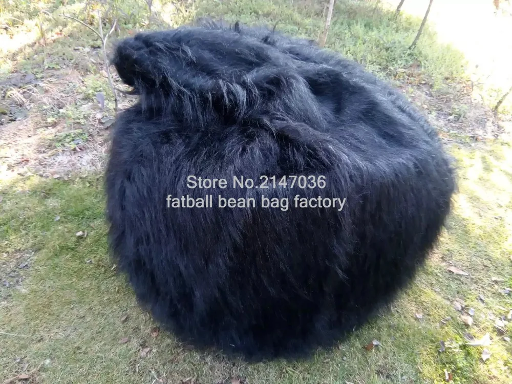 cheap LUXURY SHAGGY FUR BEAN BAG Cover Chair Large New Bean Bag Great Xmas Gift!!!! black long fur beanbag lounger