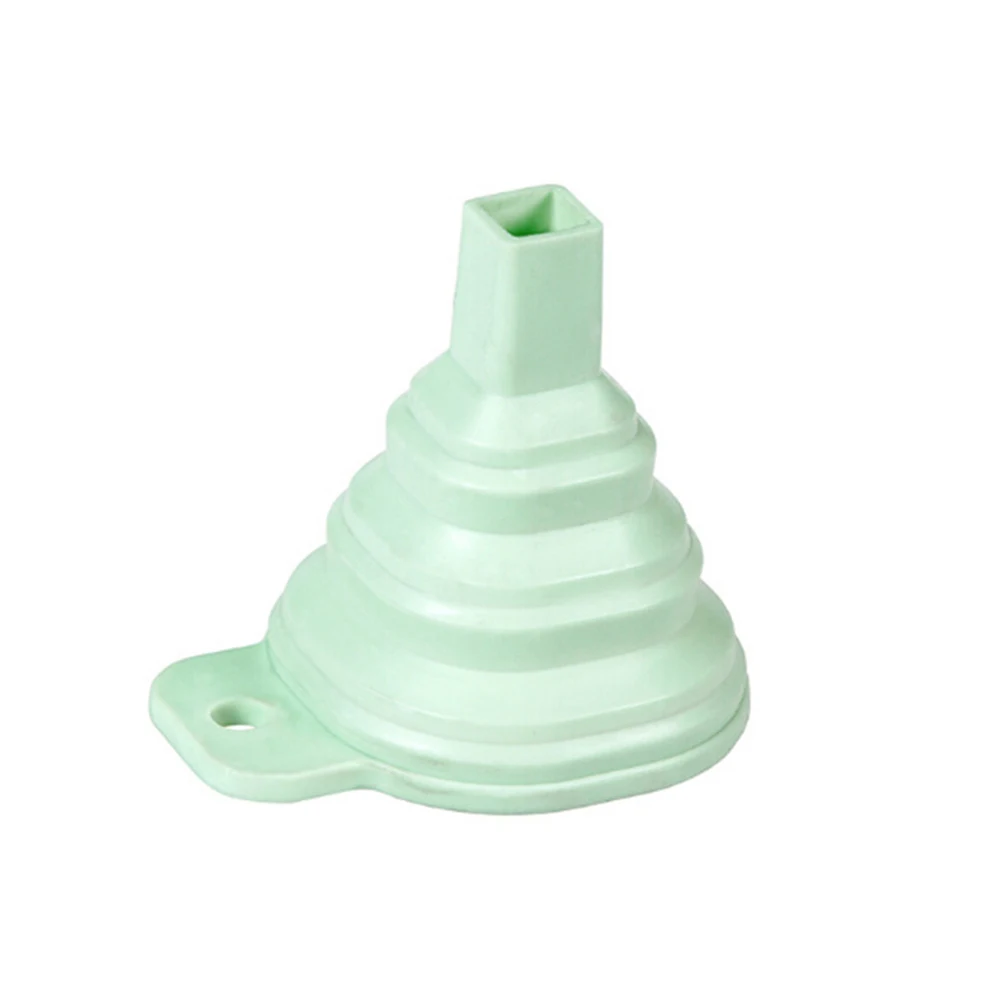 1 шт. высокое качество складной мини Гибкий гигиенический силиконовый гель складной стиль кухонная Воронка Хоппер инструменты - Цвет: Зеленый