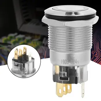 

40Pcs interruptor Self-locking Type Flat Ring Head with Light Nickel Plated Brass Button Switch rocker switch