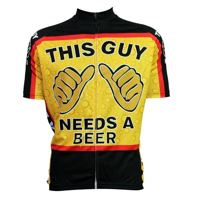 

New Mens Cycling Jersey Comfortable Bike/Bicycle shirt This Guy Needs A Beer Alien SportsWear cycling clothing Size2XS-5XL