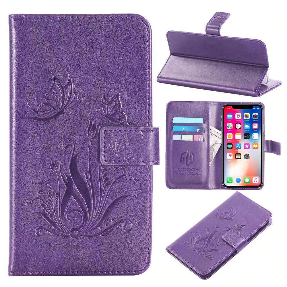 

GUCOON Embossed PU Leather Case for Samsung Galaxy Note Edge N915 5.6inch Eiffel Tower Flowers Butterfly Flip Wallet Cover