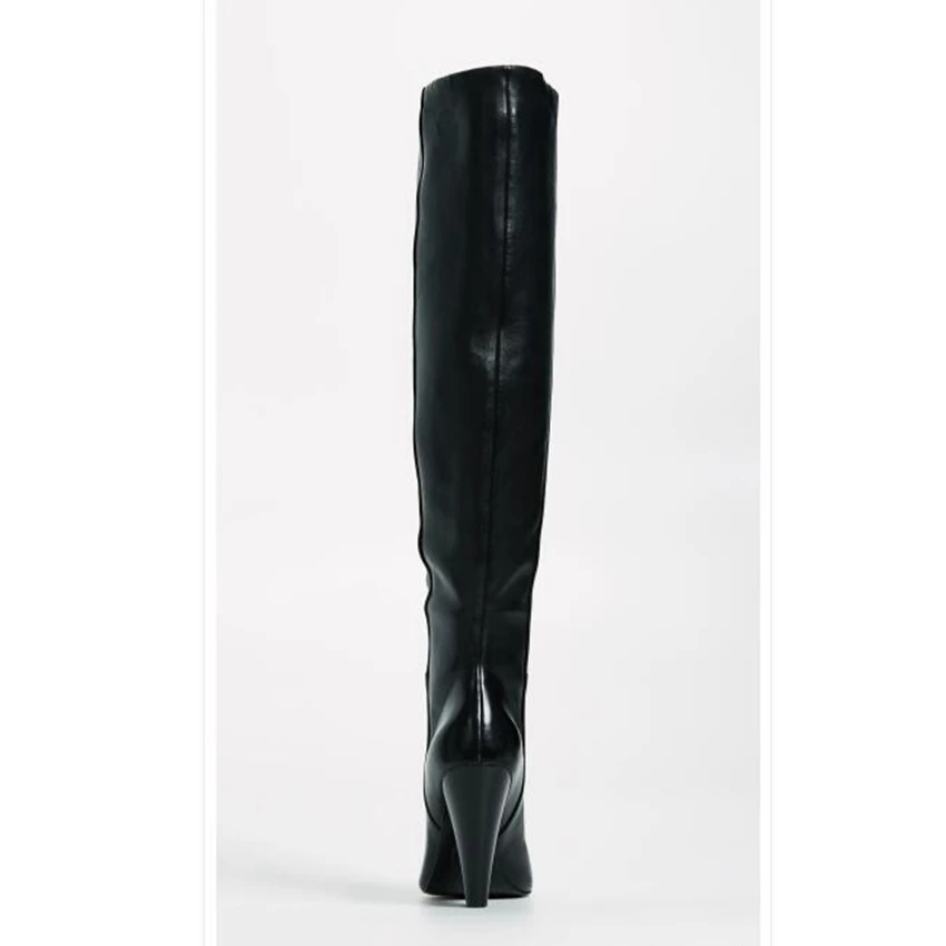 Г. Новинка, высокое качество, большие размеры 31-45, черные модные пикантные сапоги до колена на высоком каблуке, осенне-зимние женские сапоги X1704